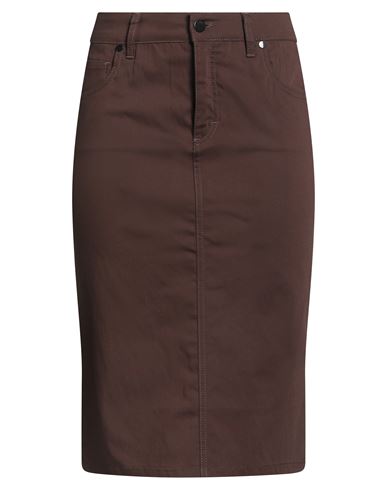 Marani Jeans Woman Midi Skirt Dark Brown Size 10 Cotton, Polyamide, Elastane