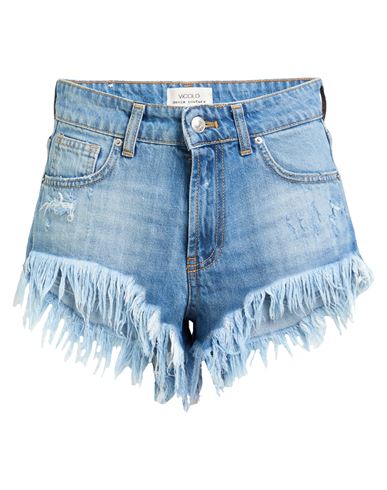 Vicolo Woman Denim Shorts Blue Size M Cotton In Blue