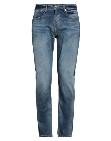 7 For All Mankind Man Jeans Blue Size 34 Cotton, Lyocell, Elastomultiester, Elastane In Blue
