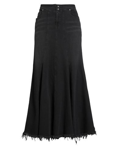 Versace Jeans Couture Woman Denim Skirt Black Size 6 Cotton, Elastane In Black