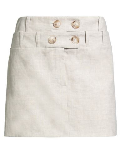 La Semaine Paris Woman Mini Skirt Beige Size 10 Linen In White