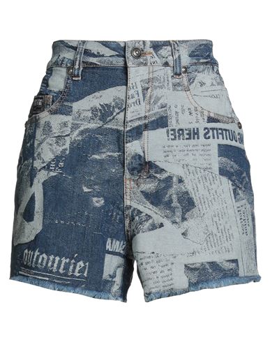 Versace Jeans Couture Woman Denim Shorts Blue Size 28 Cotton, Elastane In Blue