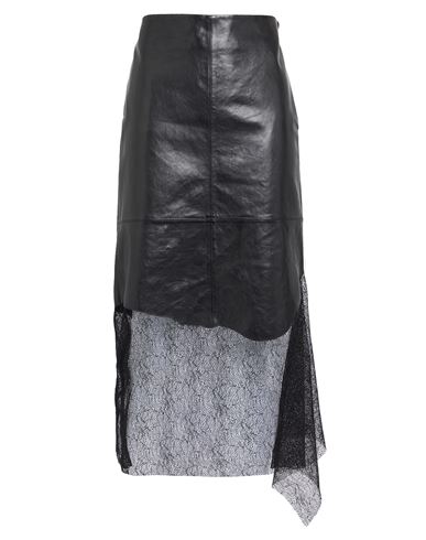Helmut Lang Woman Midi Skirt Black Size 8 Sheepskin In Black