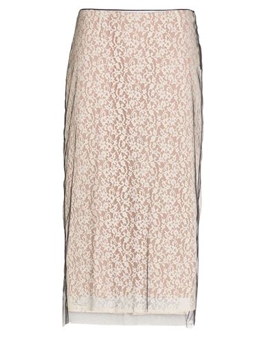 Fendi Woman Midi Skirt Off White Size 6 Cotton, Polyamide
