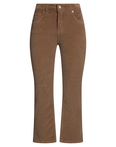 White Wise Woman Pants Camel Size 8 Cotton, Elastic Fibres In Brown