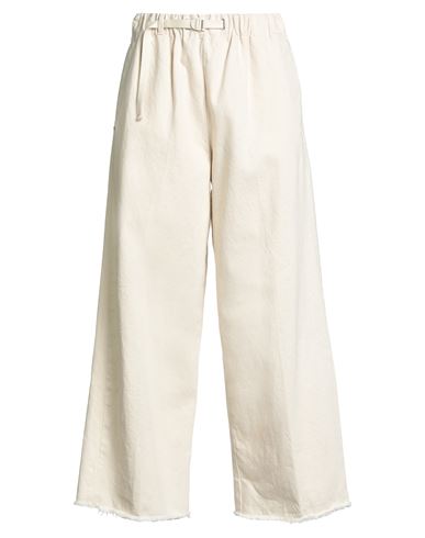 White Sand Woman Pants Ivory Size 6 Cotton In White