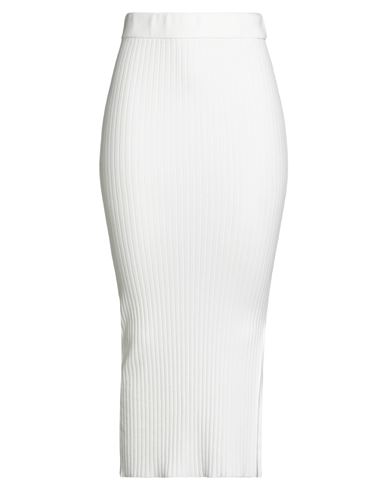 Solotre Woman Midi Skirt White Size 2 Viscose, Polyester In White