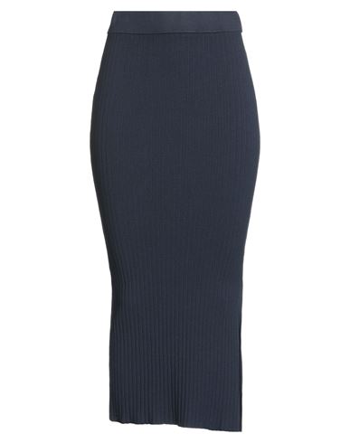 Solotre Woman Midi Skirt Midnight Blue Size 2 Viscose, Polyester In Blue