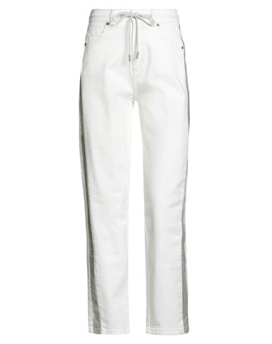Panicale Woman Jeans White Size 2 Cotton, Elastane In White