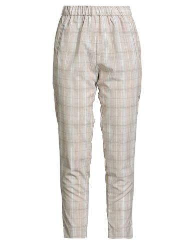 Panicale Woman Pants Beige Size 8 Virgin Wool, Cotton, Linen, Elastane In Gray