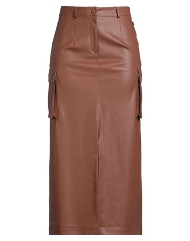 Actualee Woman Maxi Skirt Brown Size 10 Polyurethane