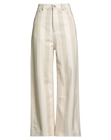 Nanushka Woman Jeans Beige Size 28 Cotton In White
