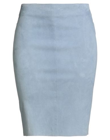 Jitrois Woman Midi Skirt Sky Blue Size 14 Lambskin, Cotton, Elastane