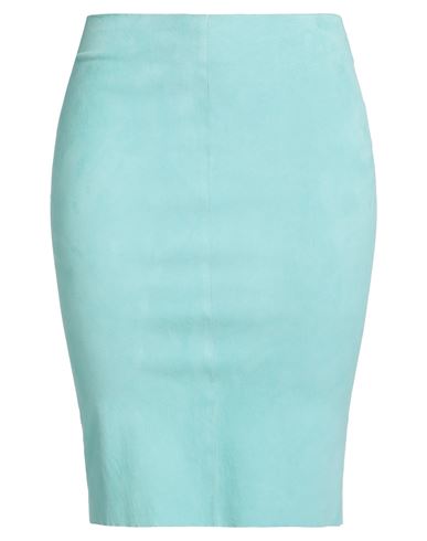 Jitrois Woman Midi Skirt Turquoise Size 12 Lambskin, Cotton, Elastane In Blue