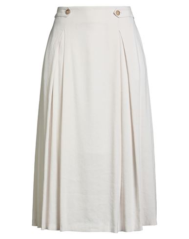 Seductive Woman Midi Skirt Cream Size 10 Linen, Viscose, Elastane In White