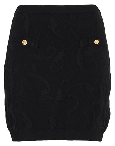 Versace Woman Mini Skirt Black Size 8 Viscose, Cotton, Polyester, Elastane, Polyamide In Black