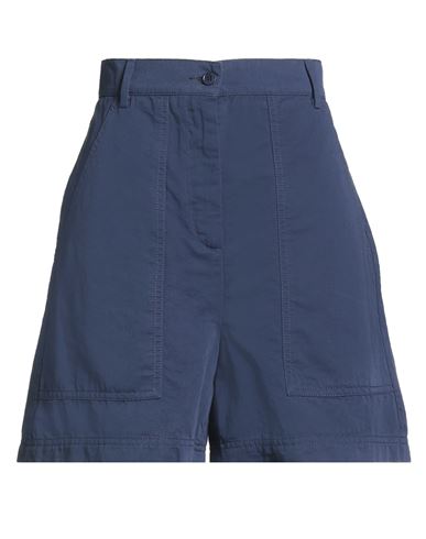 Weekend Max Mara Woman Shorts & Bermuda Shorts Navy Size 12 Cotton, Linen In Blue