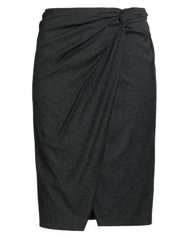 Pinko Woman Midi Skirt Lead Size 10 Wool, Polyester, Viscose, Elastane In Gray