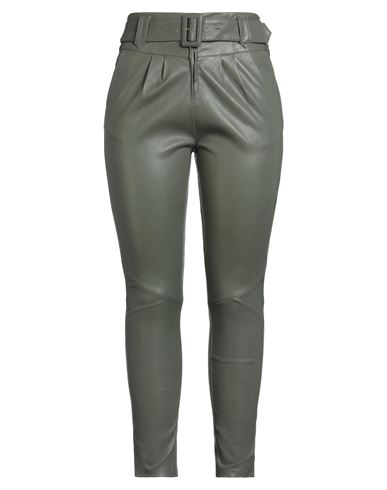 Ibana Woman Pants Military Green Size 14 Leather