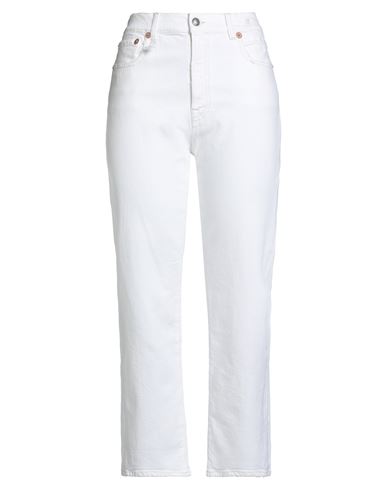 R13 Woman Jeans Ivory Size 30 Cotton, Elastane, Leather In White