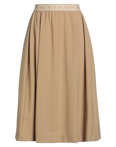 Marni Woman Midi Skirt Beige Size 8 Polyester, Virgin Wool, Elastane In Sand