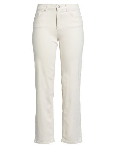 Only Blue Denim Woman Jeans Ivory Size M-30l Organic Cotton, Elastomultiester, Elastane In Neutral