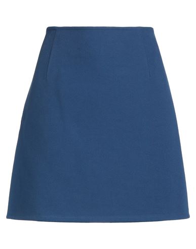 Odeeh Woman Mini Skirt Blue Size 10 Cotton, Silk