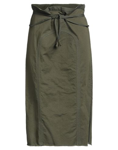 Tod's Woman Midi Skirt Military Green Size 4 Cotton, Elastane