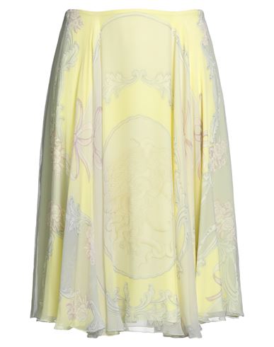 Versace Woman Midi Skirt Pastel Yellow Size 6 Acetate, Silk In Yellow