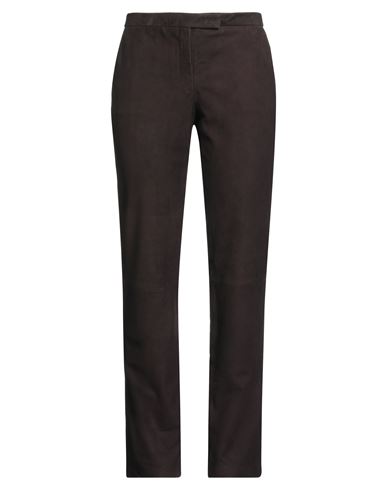 Theory Woman Pants Dark Brown Size 6 Lambskin
