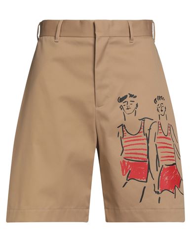 Msgm X Luke Edward Hall Man Shorts & Bermuda Shorts Camel Size 32 Polyester, Cotton In Brown