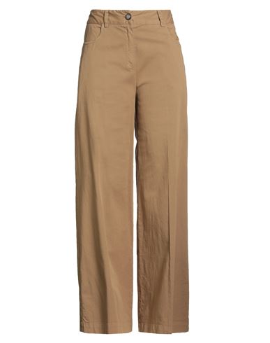 Alessia Santi Woman Pants Camel Size 10 Cotton, Elastane In Brown