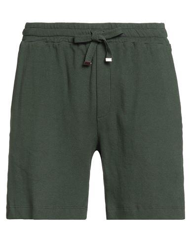 Wool & Co Man Shorts & Bermuda Shorts Dark Green Size Xl Cotton In Green