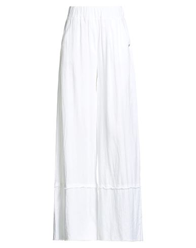 Bsb Woman Pants White Size M Linen, Viscose