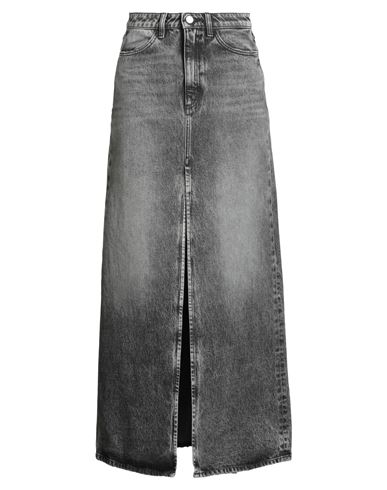 Icon Denim Grey High Waist Long Skirt With Logo Patch On The Rear And Logo Detail On The Rear In Denim Woman In Blue