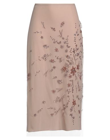 Fendi Woman Midi Skirt Taupe Size 6 Polyamide In Gray