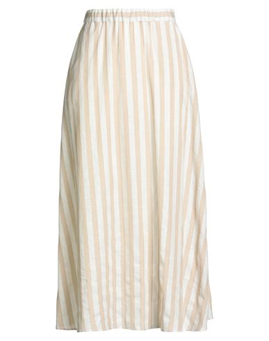 Xandres Woman Maxi Skirt Sand Size 8 Cotton, Linen, Viscose