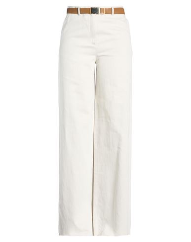 Max Mara Studio Woman Pants Light Grey Size 12 Cotton, Linen In Gray