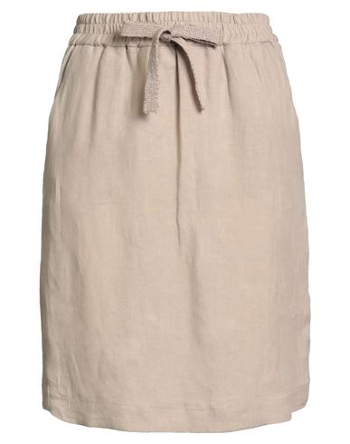Le Tricot Perugia Woman Midi Skirt Beige Size 6 Linen In Sand