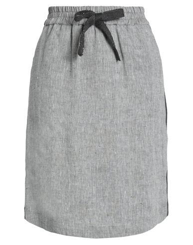 Le Tricot Perugia Woman Midi Skirt Grey Size 10 Linen In Gray