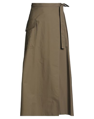Aspesi Woman Midi Skirt Military Green Size 8 Cotton