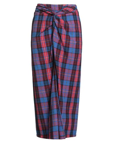 Vicolo Woman Midi Skirt Red Size M Cotton, Polyester In Blue