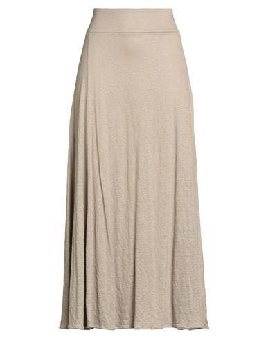 Majestic Filatures Woman Maxi Skirt Khaki Size 1 Linen, Elastane In Sand