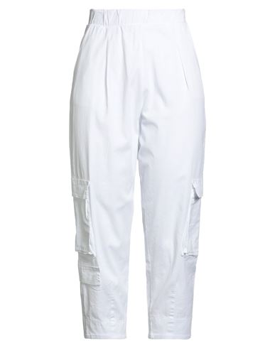 Soko Ni Inai Woman Pants White Size L Cotton, Elastane