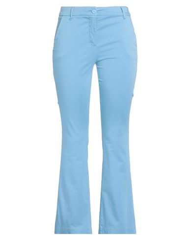 White Wise Woman Pants Light Blue Size 6 Polyester, Elastic Fibres