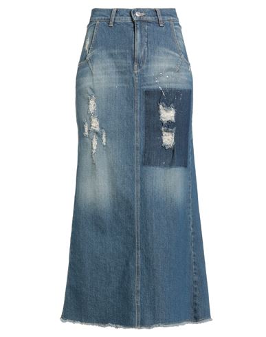 Haveone Woman Denim Skirt Blue Size Xl Cotton, Elastane