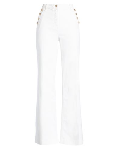 Vicolo Woman Jeans White Size M Cotton, Elastane