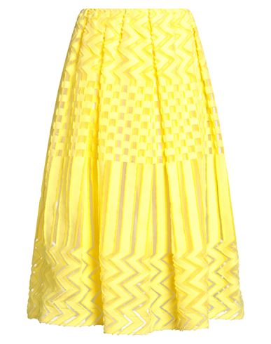 Sara Roka Woman Midi Skirt Yellow Size 8 Cotton, Polyamide