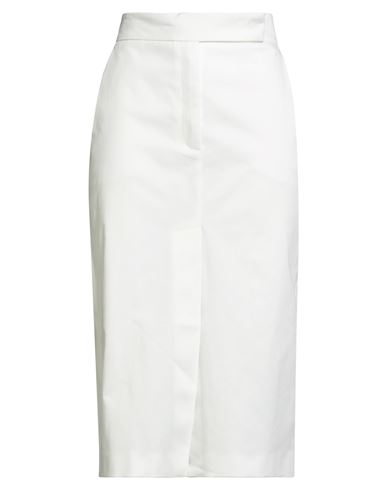 Four Friends Woman Midi Skirt White Size 8 Cotton, Elastane In White