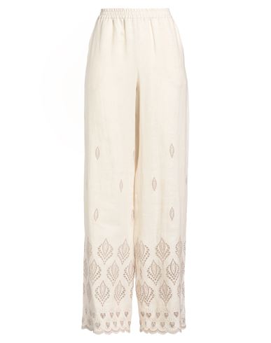 Eleventy Woman Pants Cream Size 4 Linen In Neutral